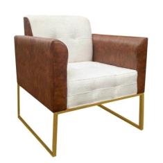 Poltrona Elisa Corano Com Linho Bege nozes - D' ROSSI