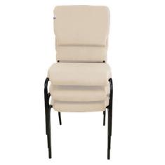 03 Cadeiras Empilhável para Igrejas Evangélicas Linha Church Bege