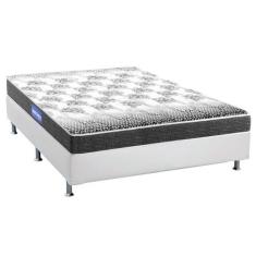 Cama Box Casal: Colchão Espuma Probel Guarda Costas Resistente + Base 