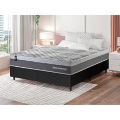 Conjunto Cama Box c/ Molas Ensacadas Sheffield Cinza Casal 138x188x65