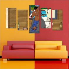 Quadro Decorativo BoJack Horseman Mosaico Com 5 Peças