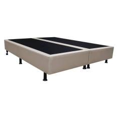 Base Box para Cama Casal King 192x203cm Bipartido Liz S05 Sintético Bege - Mpozenato