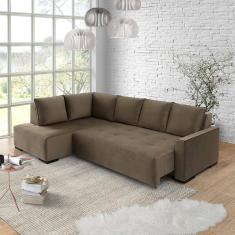 Sofá Andros Chaise e 3 Lugares Estofama