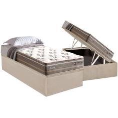 Cama Box Baú Solteiro: Colchão Molas Herval Maxspring Moskow + Base CRC Suede Clean(88x188)
