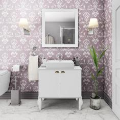 Gabinete De Banheiro Provençal Completo Branco Movelbento