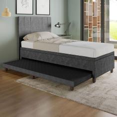 Base Box Solteiro com Cama Auxiliar c/colchão conjugado Veludo SkyBox