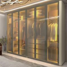 MadeiraMadeira Guarda-roupa Casal 6 Portas Vidro Reflecta com Pés com Led Innova Off White