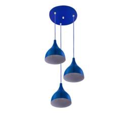 Lustre Pendente Aluminio Gota Triplo 21cm Azul - MARRYLUZ