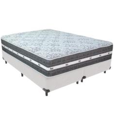 Cama Box Branco e Colchão Black Graphite Molas Ensacadas King 193x203X