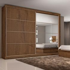 Guarda Roupa Casal com Espelho 2 Portas 6 Gavetas - Sevilha-Braúna - Made Marcs