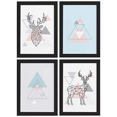 Quadros Decoração Minimalista Alce Moldura Preta 33x43cm