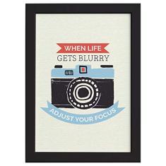 Quadro com Frase Câmera Vintage Moldura Preta 22x32