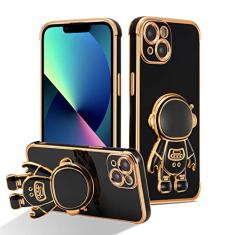 RALEAVO Capa para iPhone 13 linda capa de astronauta 6D com função de suporte capa de revestimento de luxo fina TPU macio à prova de choque à prova de choque capa galvanizada para meninas meninos, 6,1