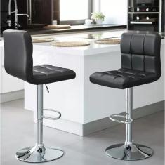 Kit 2 Banquetas Gomos Estofada Giratoria Confort Cozinha Bar