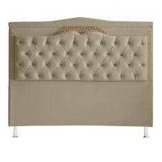 Cabeceira De Cama Box Helena Casal 140 Cm Capitonê Retro Botão Encapados Suede Bege Eli Móveis