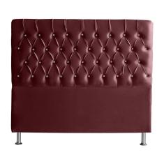 Cabeceira De Cama Box Paris Casal 140 Cm Botão Strass Suede Vinho Eli Móveis