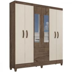 Guarda-Roupa Casal Real 6 Portas 2 Gavetas com Espelho Atualle Móveis,