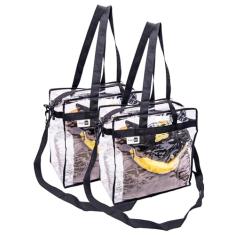 Bolsa transparente de vinil aprovada pelo estádio 30 x 30 x 15 cm com zíper duplo, alça de ombro removível ajustável, Transparente., Large