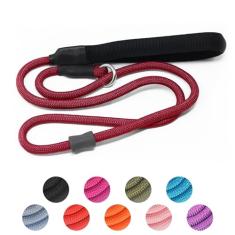 Coleira de treinamento para cães de corda deslizante forte (1,2 m) - grafite de nylon trançado durável resistente com rolha de borracha e alça acolchoada - Sem puxão, caminhada, escalada para cães