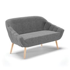 Namoradeira 02 Lugares Linho Grafite A26 Pés Palito Natural - DROSSI