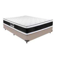 Cama Box Bege e Colchão Black & White Air Double Face Espuma D33 Casal Castor