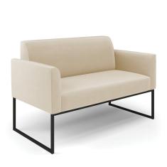 Sofá Namoradeira Base Industrial Preto Marisa Suede Cor Bege