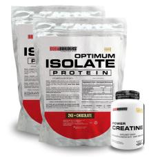 Kit 2x Optimum Isolate Whey Protein 2kg + Creatina 100g - Bodybuilders-Unissex