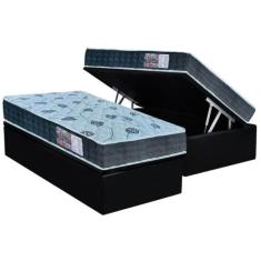 Cama Box Baú Solteiro: Colchão Espuma Orthoflex D45 / EP Cecina + Base