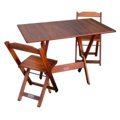 Conjunto De Mesa Dobrável 70x110 Com 2 Cadeiras Imbuia Cor: Marrom