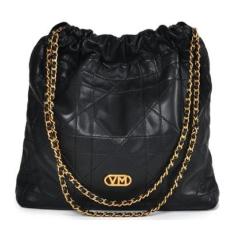 Bolsa De Ombro Via Marte Saco Matelassê Bucket Bag Alça Corrente B1-137-Feminino