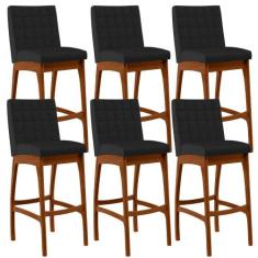 Kit 06 Banquetas Altas Para Cozinha Sala De Jantar Fixa Mila B04 Sinté