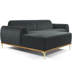 Sofá 3 Lugares com Chaise Esquerdo Para Sala Molino 245 cm D02 Veludo 