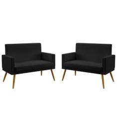 Kit 2 Poltronas Namoradeiras Decorativas Estofadas Vega Com Rodapé Sue