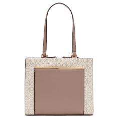 Calvin Klein Bolsa organizacional Astrid com compartimento triplo, Logotipo baunilha/cáqui/cacau/jacarandá, One Size