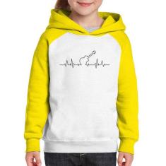 Moletom Infantil Violão Batimentos Cardíacos - Foca na Moda, Branco, A