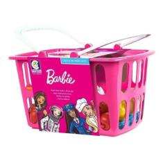 Brinquedo infantil Cesta De Mercado Barbie Cheff Rosa Cotiplas