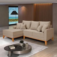 Sofá Living Beny Com Chaise Para Sala De Estar Confortável Império Bege 201