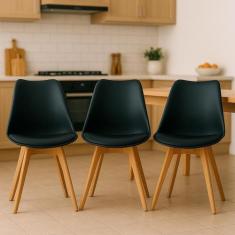 Kit 3 Cadeiras Para Mesa De Jantar Sala Cozinha Saarinen Design Leda B