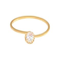 Anel Rommanel Banhado Ouro Solitário Zircônia Oval Branca 512177, 12