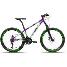 Bike PRO X aro 26 Freeride 21V Freio a Disco Vzan Vmaxx, Roxo, Verde, 
