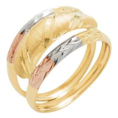 Anel de Ouro 18k Tricolor Feminino Miele, 27