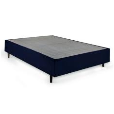 Cama Box King com Colchão Mola Ensacada Mola Ensacada Guldi Macio Branco e Azul