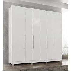 Guarda Roupa Casal Valencia 6 Portas 6 Gav Com Pés Branco