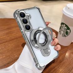 Uioeua Capa compatível com Samsung Galaxy S24 Magsafe, suporte de anel magnético com proteção contra quedas de grau militar para capa de silicone com quatro cantos à prova de choque para Samsung