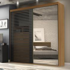 Guarda Roupa Ripado com Espelho MDF 2 Portas  2,07m Autes Belmax, Frei