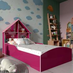 Cama Infantil Menina Casinha 090 Rosa Pink Ploc  - Gelius Móveis
