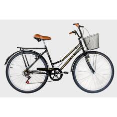 Bicicleta Aro 26 Kls Retro Sport Freio V-Brake 6 Marchas-Feminino