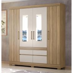 Guarda Roupa Roupeiro Casal 64110ES 04 Portas 04 Gavetas c/ Espelho Bilbao Amendola Touch Demóbile 