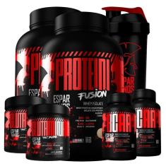 Kit 2x Whey Fusion + 2x Bcaa + 2x Glutamina + Shaker-Unissex