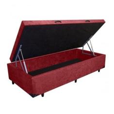 Box Baú Solteiro Suede Vinho - 39x88x188